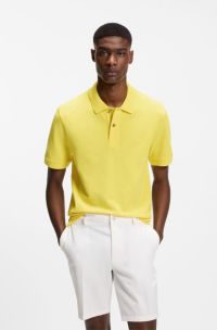 Pallas polo shirt in cotton piqu&eacute; with embroidered logo, Yellow