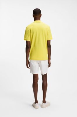Pallas polo in piqu&eacute; di cotone con logo ricamato, Giallo