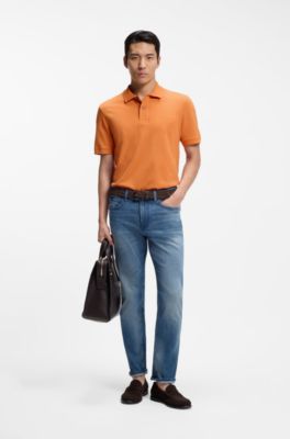 Pallas polo shirt in cotton piqu&eacute; with embroidered logo, Orange