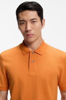 Pallas polo shirt in cotton piqu&eacute; with embroidered logo, Orange