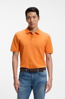 Pallas polo in piqu&eacute; di cotone con logo ricamato, Arancione