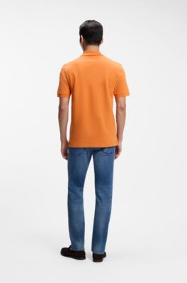 Pallas polo shirt in cotton piqu&eacute; with embroidered logo, Orange
