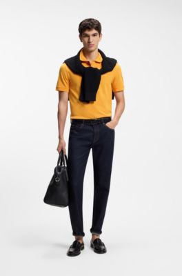 Pallas polo shirt in cotton piqu&eacute; with embroidered logo, Light Orange