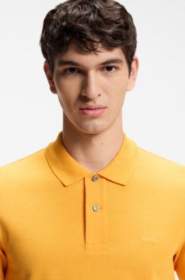 Pallas polo shirt in cotton piqu&eacute; with embroidered logo, Light Orange