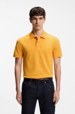 Pallas-polo van katoenpiqu&eacute; met logostiksel, Licht oranje