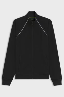 Cotton-blend sweatshirt with contrast piping, Black