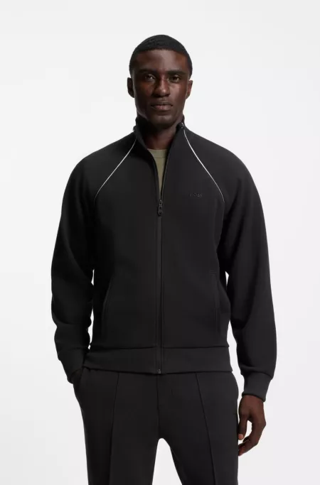 Cotton-blend sweatshirt with contrast piping