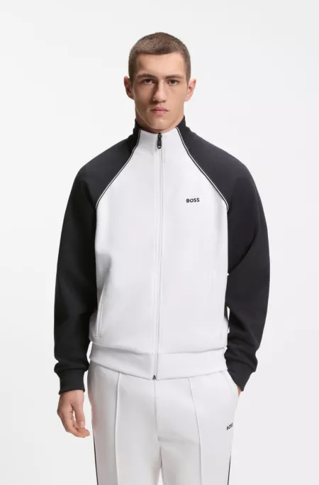 Cotton-blend sweatshirt with contrast piping