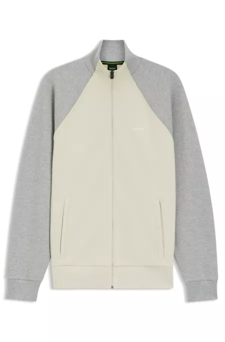 Cotton-blend sweatshirt with contrast piping