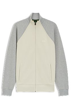 Cotton-blend sweatshirt with contrast piping