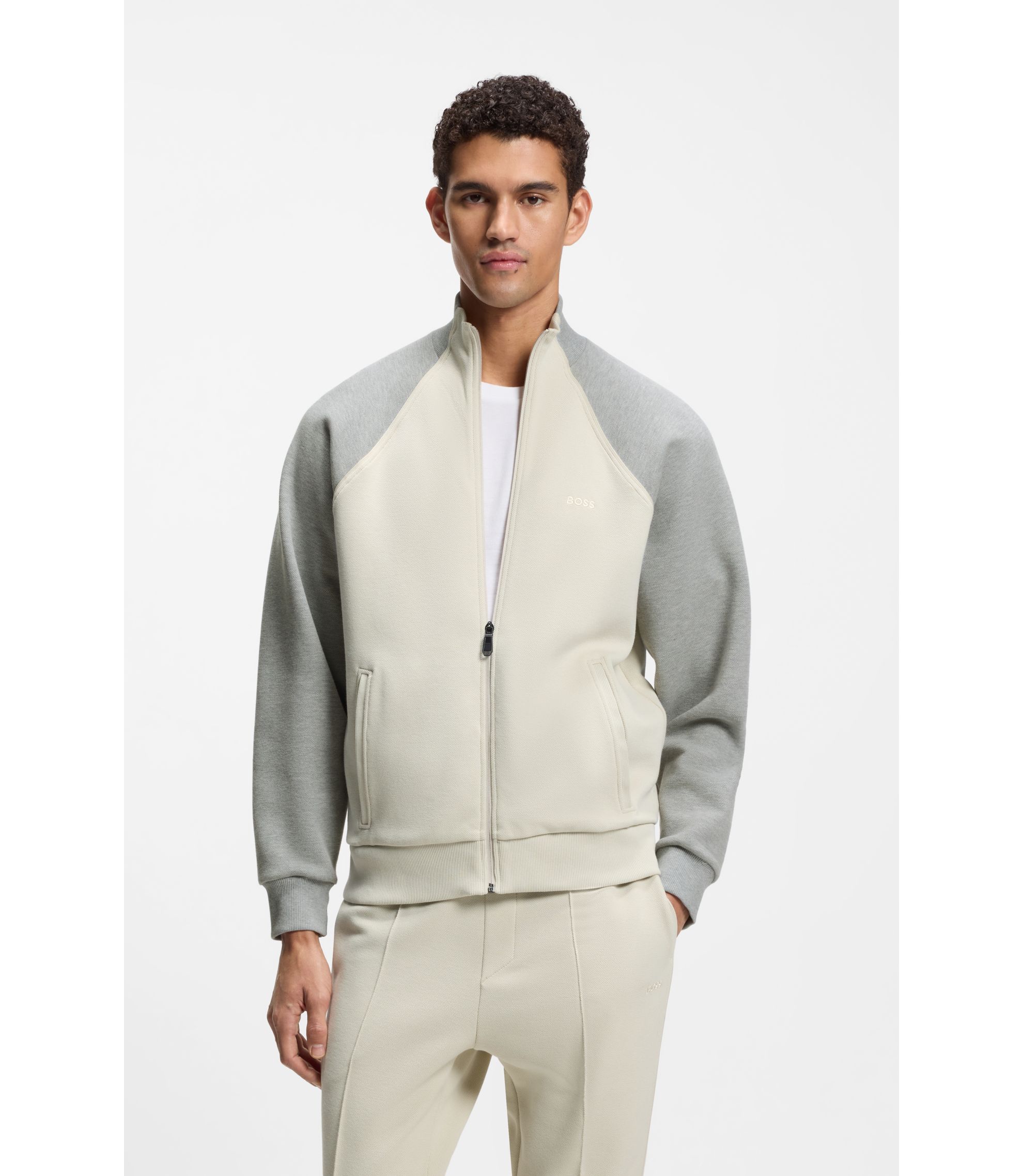 Sweatshirt aus Baumwoll-Mix mit kontrastfarbenen Paspeln