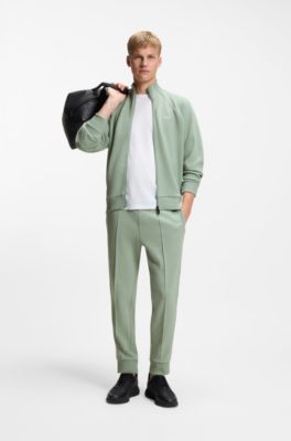 Cotton-blend sweatshirt with contrast piping, Light Green