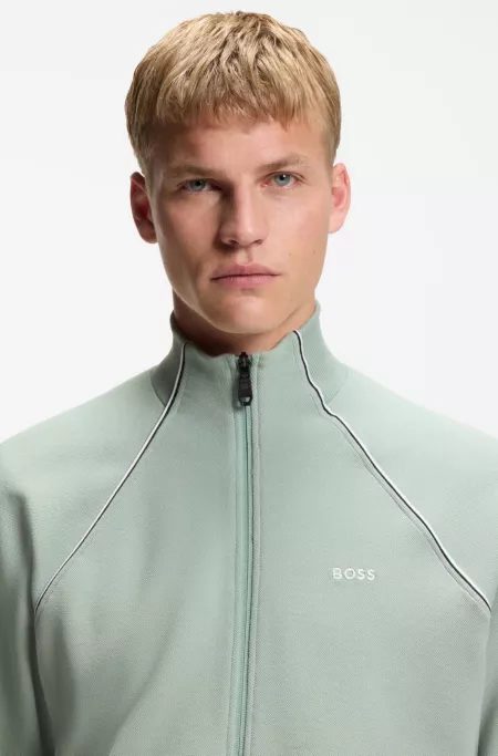 Cotton-blend sweatshirt with contrast piping