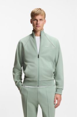 Cotton-blend sweatshirt with contrast piping, Light Green