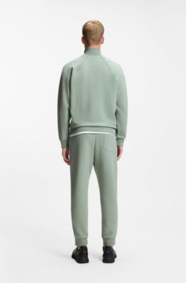 Cotton-blend sweatshirt with contrast piping, Light Green