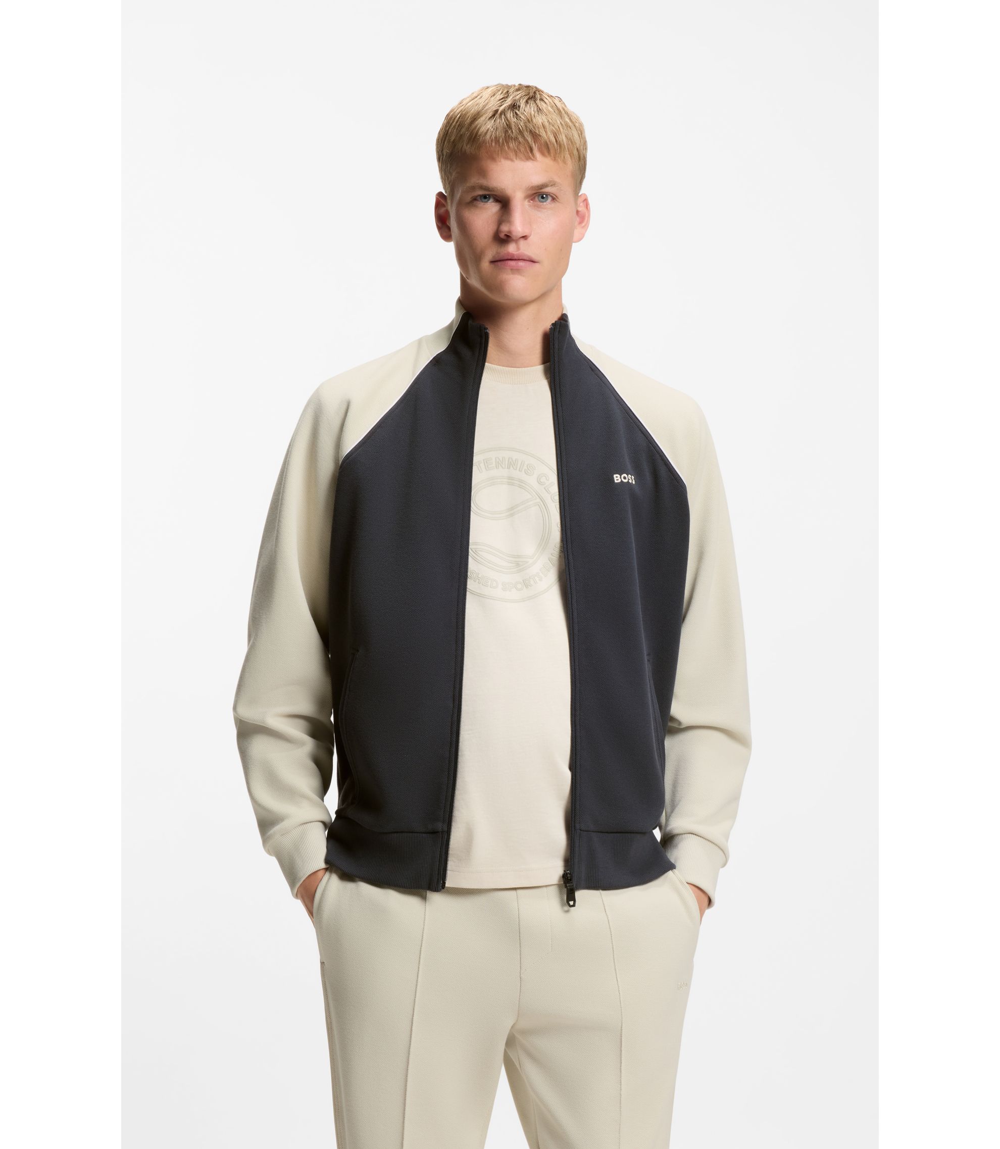 Sweatshirt aus Baumwoll-Mix mit kontrastfarbenen Paspeln