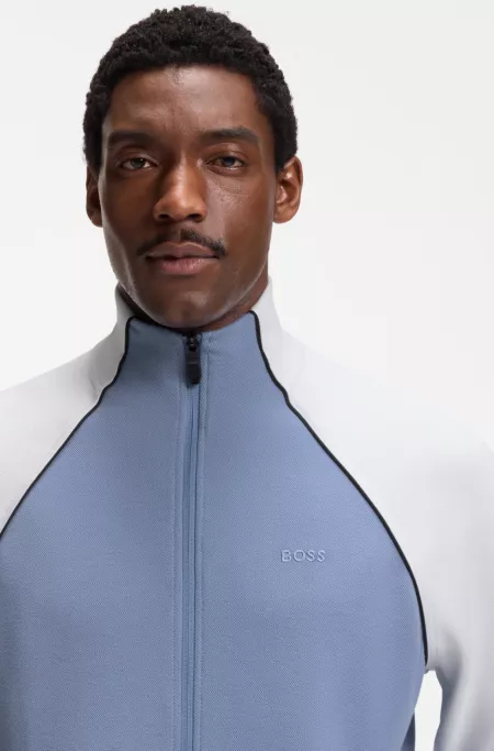 Cotton-blend sweatshirt with contrast piping