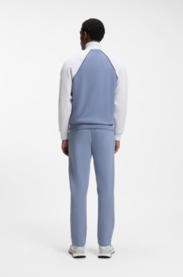 Sweatshirt i bomullsblandning med kantband i kontrastf&auml;rg, Vit / Bl&aring;
