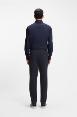 Slim-fit trousers in performance-stretch fabric, Dark Blue