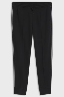 Cotton-blend tracksuit bottoms with piping details, Black