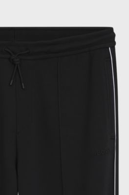 Cotton-blend tracksuit bottoms with piping details, Black
