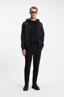 Pantaloni della tuta in misto cotone con profili, Nero