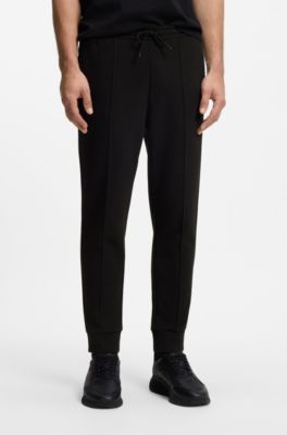 Cotton-blend tracksuit bottoms with piping details, Black