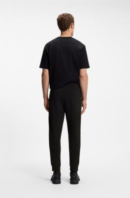 Cotton-blend tracksuit bottoms with piping details, Black