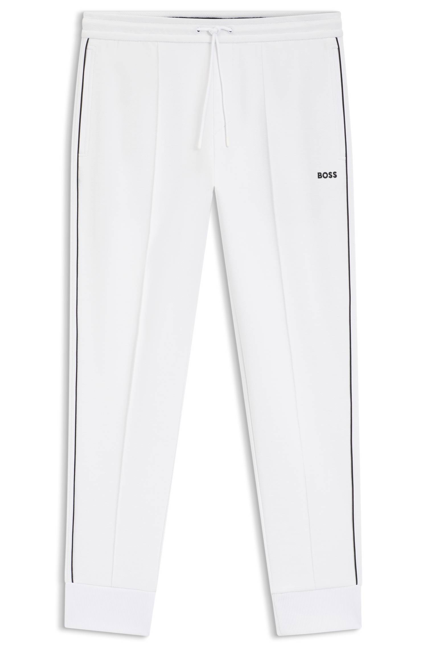 Boss Cotton-blend tracksuit bottoms with piping details byxor herr – bild 4