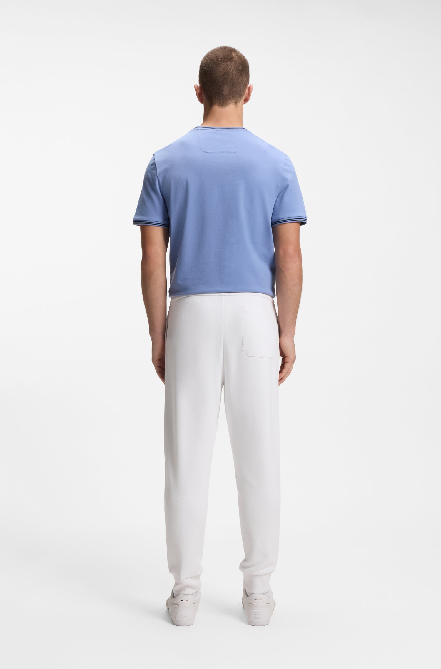 Boss Cotton-blend tracksuit bottoms with piping details byxor herr – bild 3