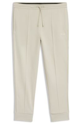 Cotton-blend tracksuit bottoms with piping details, Natural