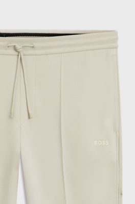 Cotton-blend tracksuit bottoms with piping details, Natural