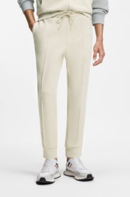 Cotton-blend tracksuit bottoms with piping details, Natural