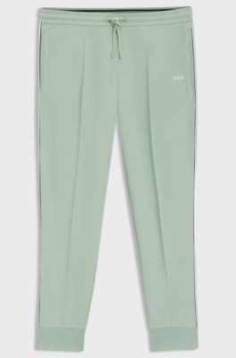 Cotton-blend tracksuit bottoms with piping details, Light Green