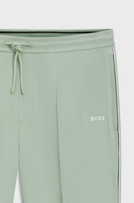Cotton-blend tracksuit bottoms with piping details, Light Green