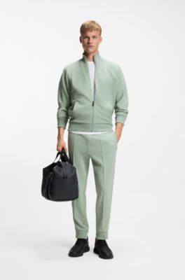Cotton-blend tracksuit bottoms with piping details, Light Green