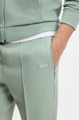 Cotton-blend tracksuit bottoms with piping details, Light Green