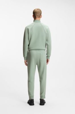 Cotton-blend tracksuit bottoms with piping details, Light Green