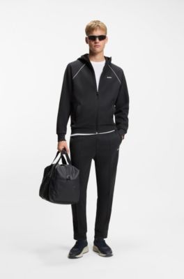 Cotton-blend tracksuit bottoms with piping details, Dark Blue