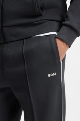 Cotton-blend tracksuit bottoms with piping details, Dark Blue