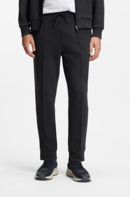 Cotton-blend tracksuit bottoms with piping details, Dark Blue