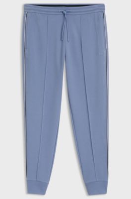 Cotton-blend tracksuit bottoms with piping details, Light Blue