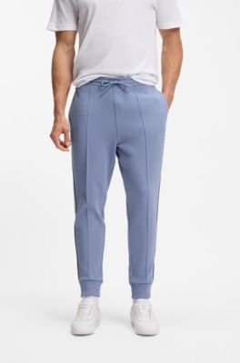 Cotton-blend tracksuit bottoms with piping details, Light Blue