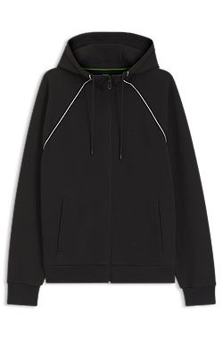 Hoodie i bomullsblandning med blixtlås och passpoaldetaljer