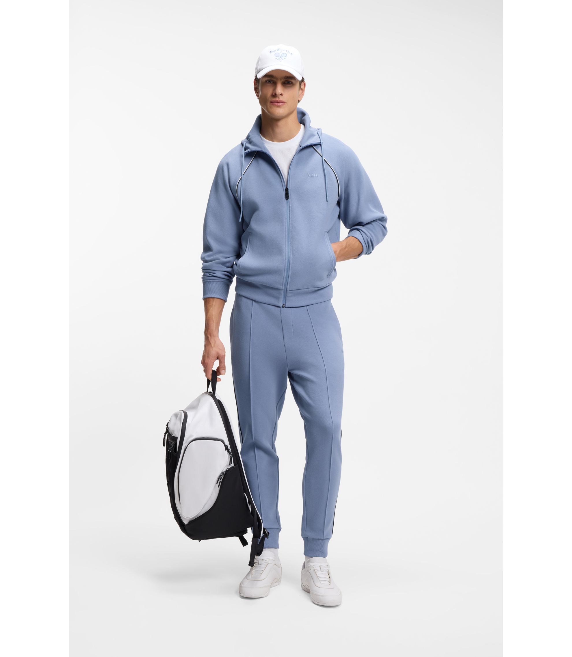 BOSS ボス コットンブレンド ジップアップフーディ BOSS - コットンブレンド ジップアップフーディ パイピングディテール