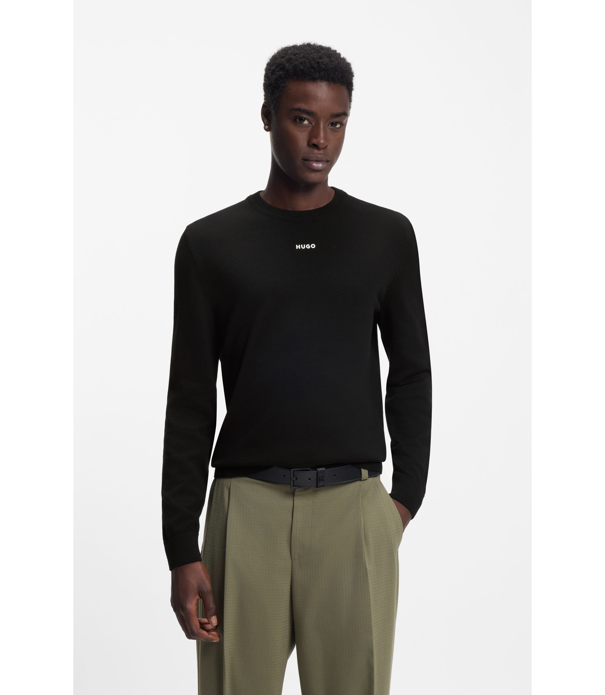 Slim-Fit Pullover aus Baumwolle mit Logo-Detail