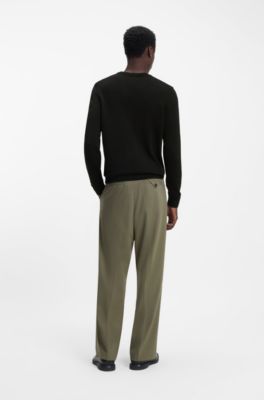 Cotton sweater with logo detail in slim fit, Black