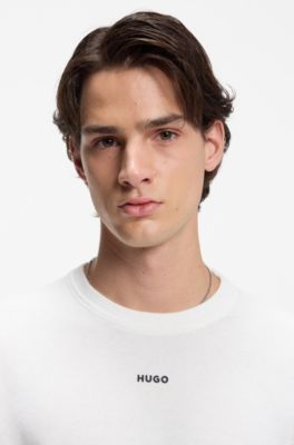 Cotton sweater with logo detail in slim fit, White