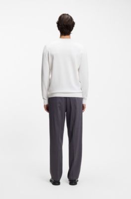 Cotton sweater with logo detail in slim fit, White