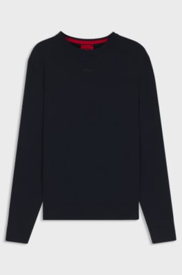 Cotton sweater with logo detail in slim fit, Dark Blue